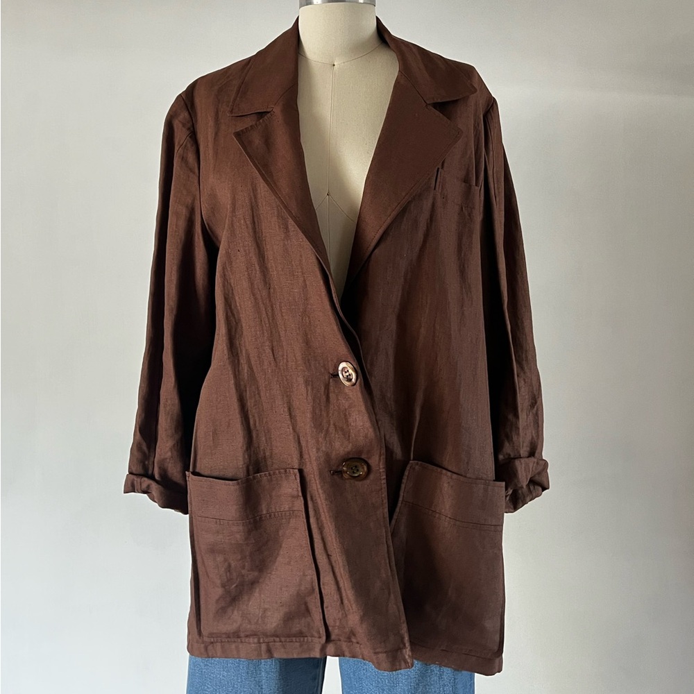 Salvatore Ferragamo Brown Blazer with Notched Lapel and Relaxed Fit